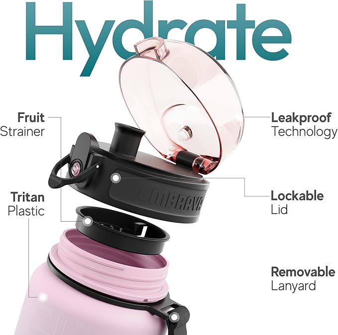 Embrava Sports Water Bottle - 32oz Large - Fast Flow Quick Sip Lid - BPA & BPS Free - Leakproof, Flip Top - Lightweight & Sturdy Tritan Plastic - Strainer for Fruit & Ice