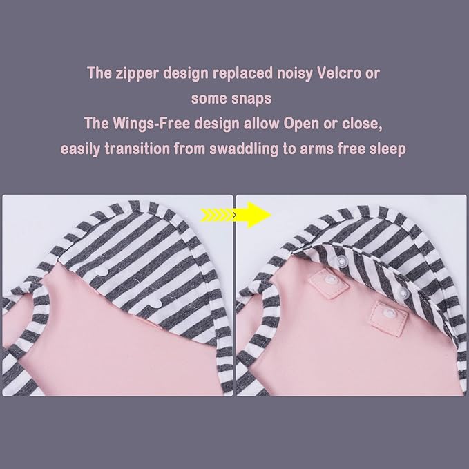Baby Blanket Sack with Arms Free Design,Transition to Arms Free Wearable for Newborn Girl and Boy, Small 0-3Months, Pink