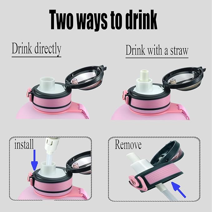 Sports Water Bottle, 63 Oz/1800mL, Leak Proof BPA Free Travel Outdoor For Men Women (Gradient_Pink)