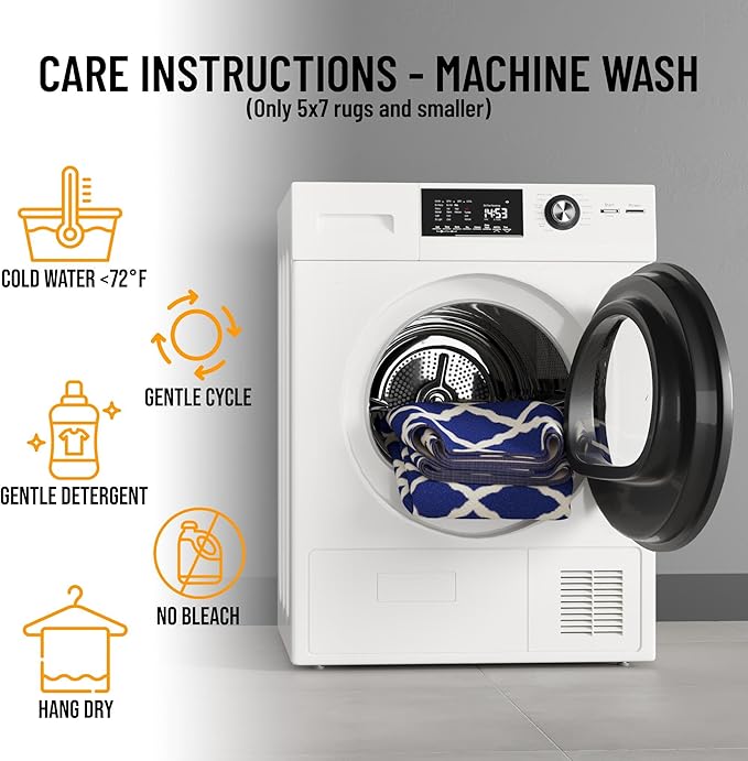 Ottomanson Glamour Collection Non-Slip Rubberback Moroccan Trellis Design 2x3 Indoor Area Rug/Entryway Mat, 2'3" x 3', Navy