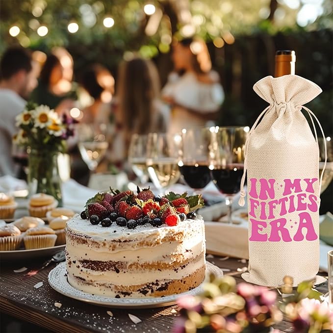 comfit Funny 50th Wine Bag Gifts for Women,Wine Bag for Happy Anniversary 50th Birthday Party,50 Year Old Birthday Gifts for Women,Birthday Decorations Man Woman Wine Bags for Her Him Friend