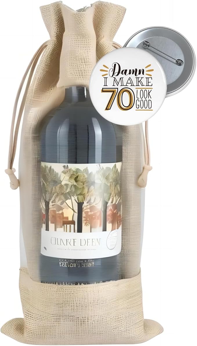 comfit 70th Birthday Birthday Wine Gift Bag, Birthday Party Decoration Wine Bag Gifts, Happy Birthday decor, Pairs Well with Celebrating Birthday Wine Bag for Her Him