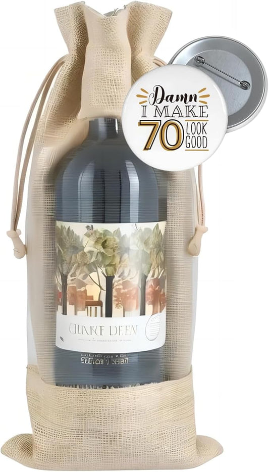 comfit 70th Birthday Birthday Wine Gift Bag, Birthday Party Decoration Wine Bag Gifts, Happy Birthday decor, Pairs Well with Celebrating Birthday Wine Bag for Her Him