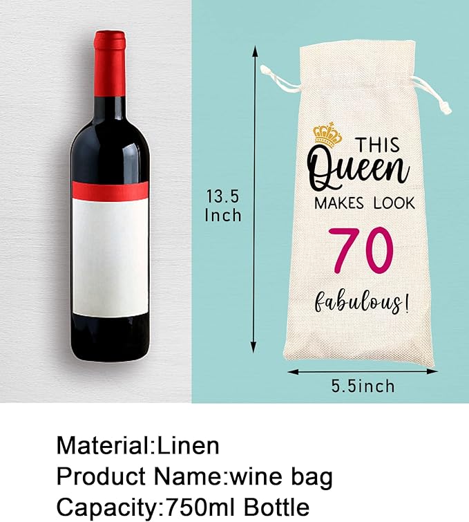 Socive 70th Birthday Gifts for Women,1954 70 Birthday Party Decoration,Wine Bag Gift for Happy Anniversary for Husband Wife,Wine Bag Gifts for Friends Sisters Dad Mom Grandparents(70th Birthday)