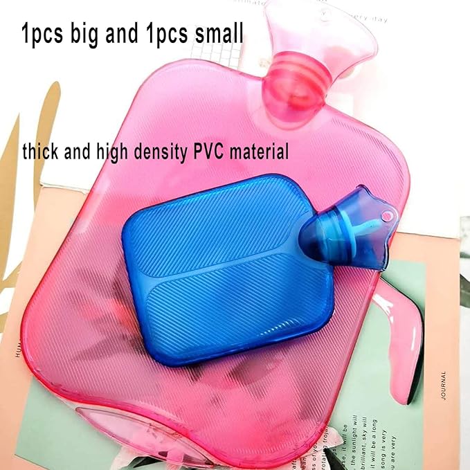 Markeny 2PCS Hot Water Bags, Premium Classic Rubber Water Bottle for Cold Weather