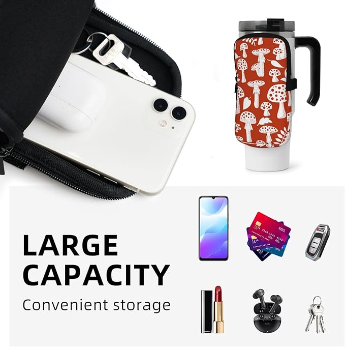 Galaxy Mandala Water Bottle Pouch for Stanley Cup 40oz 30oz,Personalized Gym Purse for Men Women, Tumbler Pouch with Versatile Pocket Water Bottle Bag for Cards, Keys, Phone