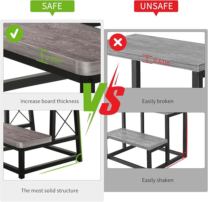 Wooden Step Stool for Adults, 2 Tier Heavy Duty Step Stool for High Bed, Small Step Stool for Bedroom, Living Room, Bathroom and Kitchen, Hold Up to 500 LBS