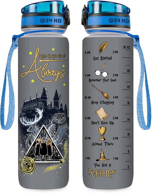 Potter Movie Water Bottle 32 oz with Time Marker, After All This Time Motivational Bottle, Gifts for Movie Lovers, Funny Gifts for Women