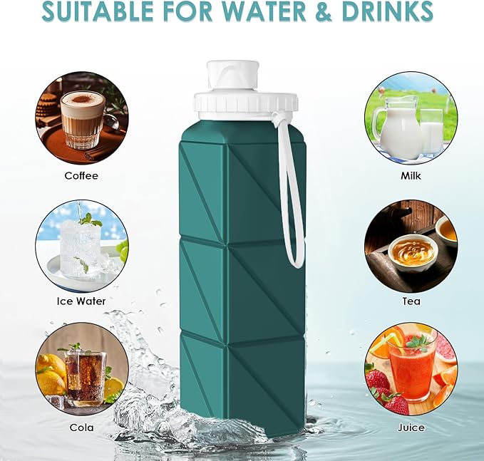 SPECIAL MADE Collapsible Water Bottles Cups Leakproof Valve Reusable BPA Free Silicone Foldable Travel Water Bottle Cup for Gym Camping Hiking Travel Sports Lightweight Durable