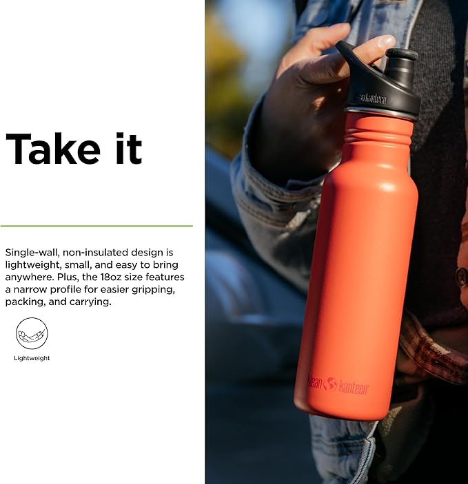 Klean Kanteen Classic Narrow 18oz (w/Sport Cap) Tiger Lily