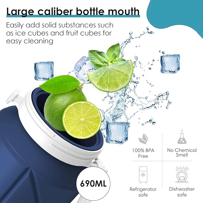 Collapsible Water Bottle Foldable Silicone Travel Water Bottle Leakproof Flexible BPA Free Portable,Folding Water Bottle Lightweight for Camping, Hiking,Sports Water Bottles Travel 23oz