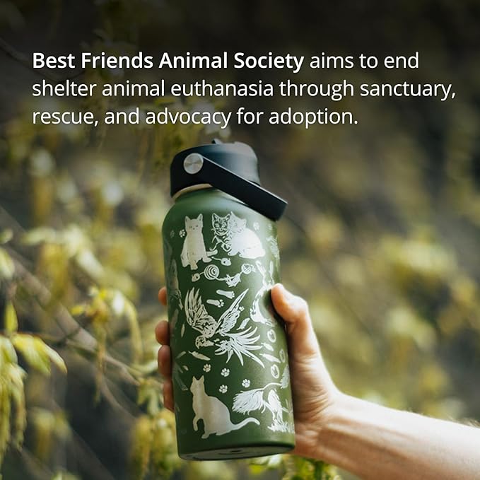 Animal Rescue Water Bottle | 32 oz Engraved Stainless Steel Vaccuum Sealed | Best Friends Pets & Animal Theme…