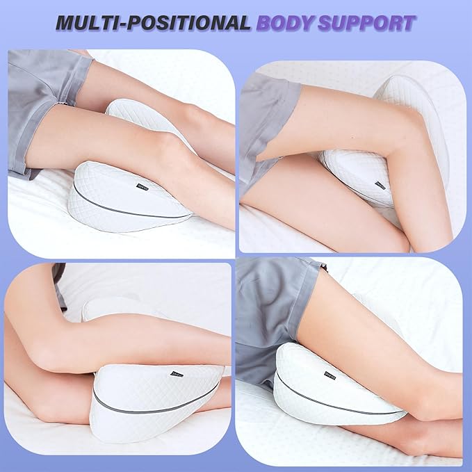 SAHEYER Knee Pillow for Side Sleepers, Momory Foam Leg Pillow for Side Sleeping, Heart Shape Leg Elevation Pillow, Washable Cover Knee Support Pillow for Spine Alignment, Sciatica Relief, Post Injury