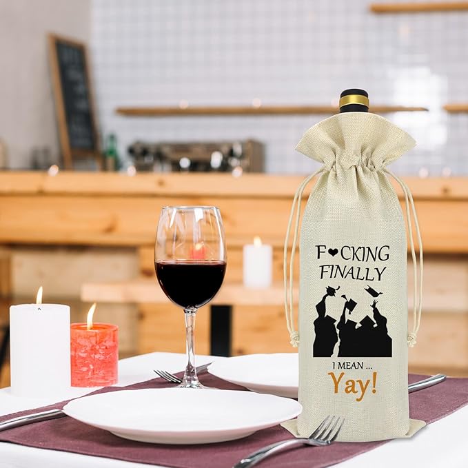 Graduation Gifts for Him Her Wine Bag Funny Graduation Gift for Women Men Class of 2024 Graduation Gift High School College Graduation Gifts for Graduates Wine Bottle Bags Graduation Party Decorations