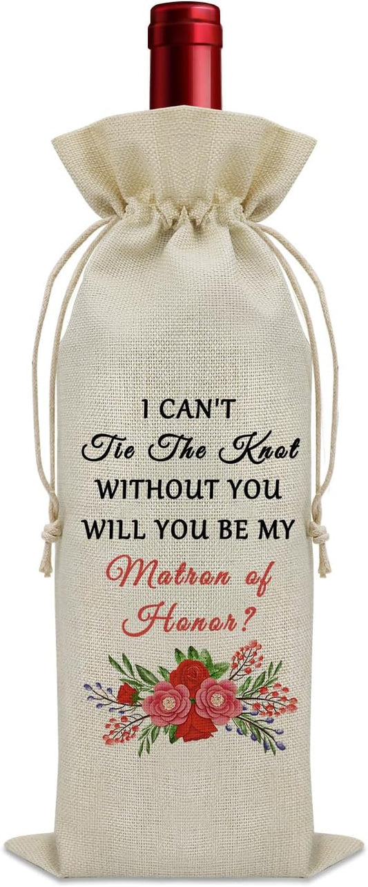 Matron of Honor Gifts Wine Bag Bridesmaid Gifts for Wedding Day Bridal Shower Thank You Gifts from Bride Wine Accessories Gifts for Wine Lovers Bridal Party Gifts for Bridesmaids