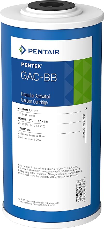 Pentair Pentek GAC-BB Big Blue Carbon Water Filter, 10-Inch, Whole House Heavy Duty Granular Activated Carbon (GAC) Replacement Cartridge, 10" x 4.5"