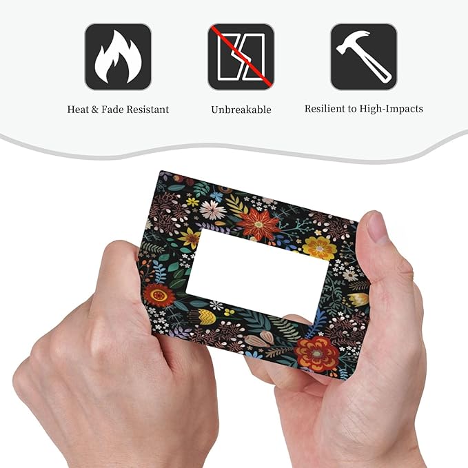 Colorful Flower Boho Floral Rustic Dark Leaves 1 Gang Rocker Light Switch Covers Single Decora Outlet Wall Plate Decorative Switchplate Faceplate GFCI for Farmhouse Country Bedroom Kitchen Decor