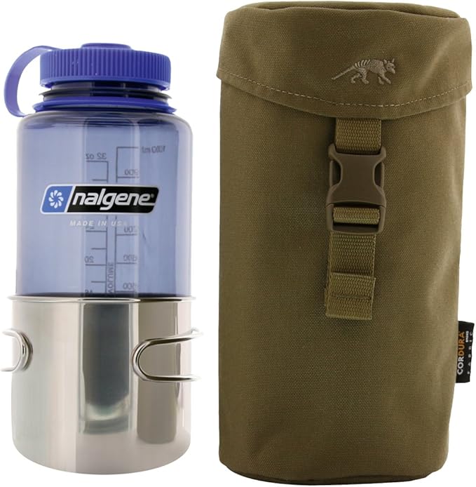 Tasmanian Tiger Tactical Water Bottle Holder with Strap - 1-Liter Molle System Bottle Holder with Quick-Release Buckle