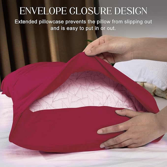 Soft Body Pillow Cover/Pillowcases 60 x 21 Inch, WINKAURA Premium Unique Long Pillow Case for Bed Fits 54x20 Pillow, Envelope Closure, Stylish Wrinkle and Stain Resistant,Wine Red