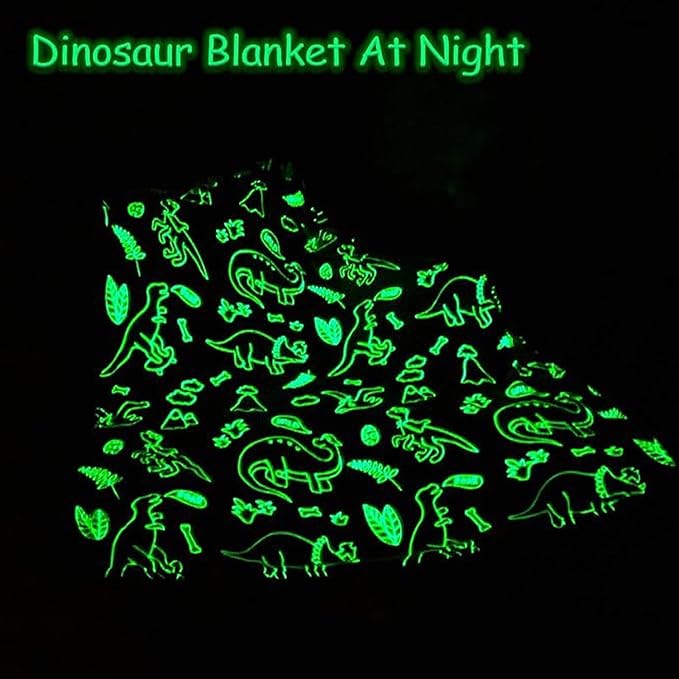 Kids Blanket Sofa Blanket for Kids Glow in The Dark Kids Blanket Mini Dinosaur Blanket for Kids Toddlers
