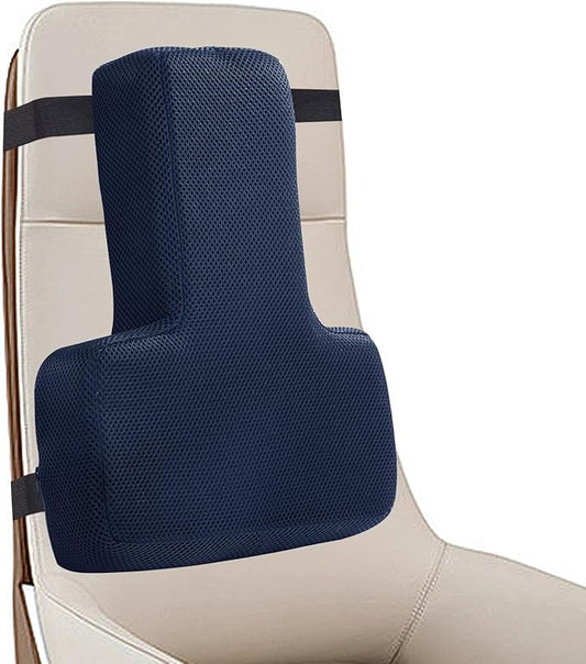 HOMBYS Lumbar Support Pillow for Office Chair-Seat Cushion for Back Support, Improved Sitting Posture and Upper/Lower Back Pain Relief for Desk Chairs, Car Seats and Airplanes (Navy Blue, 17"x13"x3")
