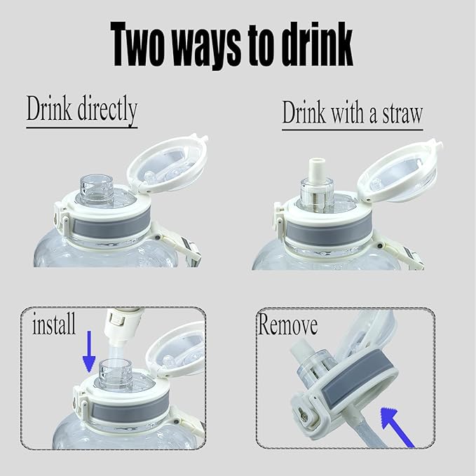 Sports Water Bottle, 50 Oz/1500mL, Leak Proof BPA Free Travel Outdoor For Men Women (White)