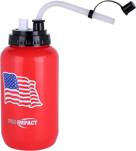 Pro Impact Squeezable Water Bottle with Bendable Long Straw and Spray cap - LDPE BPA Free Plastic - Hydration for Baseball Hockey Gym MMA Yoga Boxing Cycling Softball Football Lacrosse (35.5 Oz.)