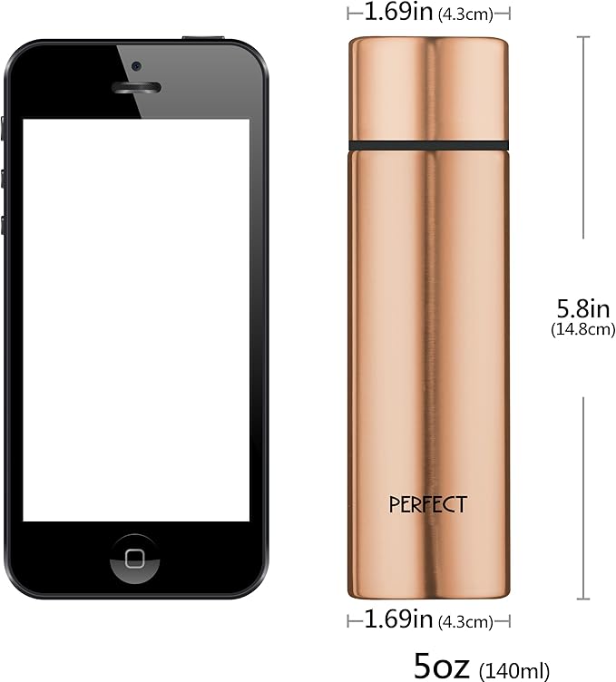 Mini 5 OZ 316 Stainless Steel Vacuum Insulated Water Bottle, Double wall Keep Cold and Hot, Leak Proof, Suitable For Women, Kids & Girls to Carry in Bag, RoseGold