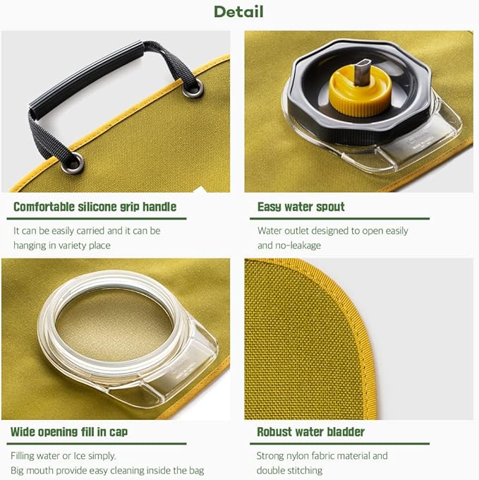 Camping Water Bag, Collapsible Militeries material Water Bladder, Outdoor Traveling Camping Water Storage, Wide Mouth, Washable Reusable BPA Free (0.8Gallon/3L) (MOUNTAIN GREEN)