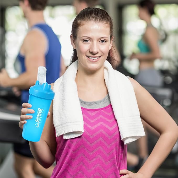 Shaker Bottle,600ml Classical Protein Shaker Cup with Mixing Ball for Smooth blending, Leak-Proof GYM Workout Water Bottles for protein& Smoothie Shake，Bpa Free (20oz / Blue)