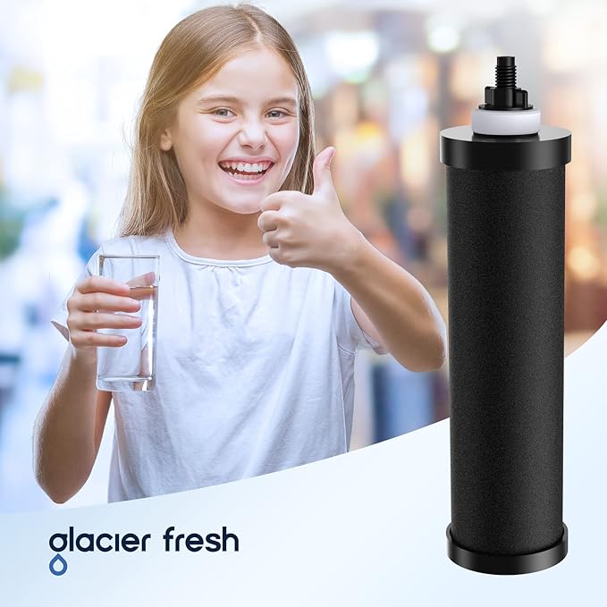 GLACIER FRESH Replacement for BB9-2 Black Purification Water Filter, Compatible with Berkey® BB9-2 Black Filters and Berkey® Gravity Water Filter System, 6 Pack