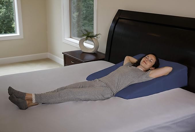 InteVision Extra Large Bed Wedge Pillow (33 x 30.5 x 7.5 inch) and Headrest Pillow in One Package - Help Relief from Acid Reflux, Post Surgery, Snoring - Egyptian Cotton Cover - 2 inch Memory Foam Top