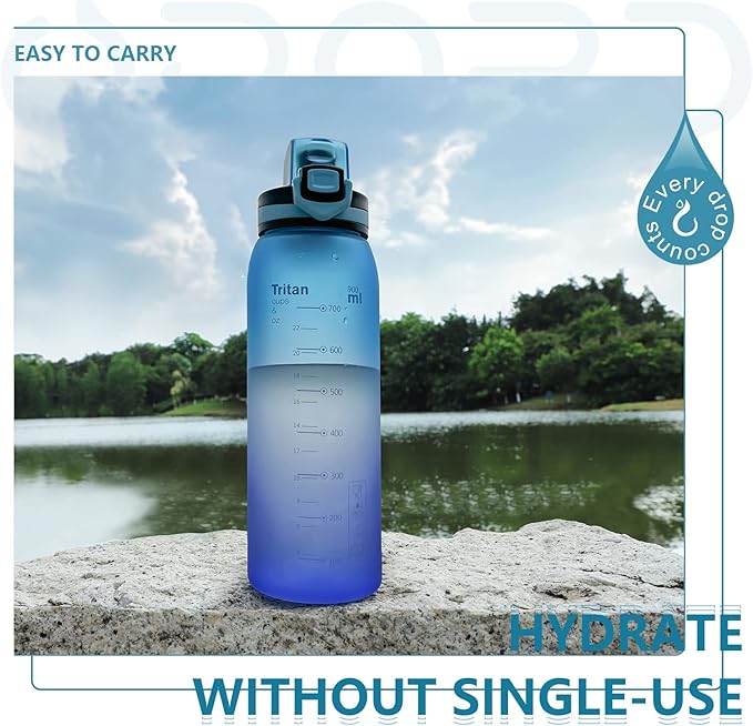 Opard 30oz Sports Water Bottle with Leak Proof Flip Top Lid BPA Free Tritan Reusable Plastic for Gym and Outdoor