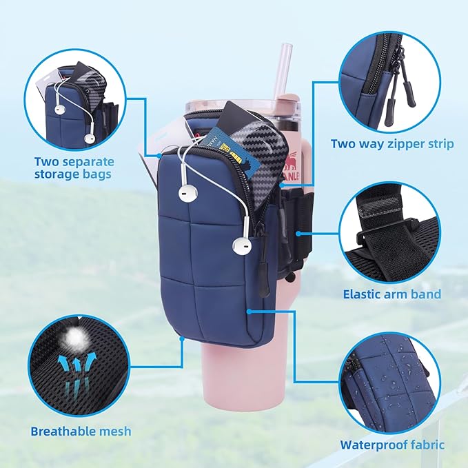 Water Bottle Pouch for Stanley Cup 40oz 30oz, Stanley Cup Pouch Bag for Cards, Keys, Phone, Cash,Tumbler Pouch Compatible with Stanley,Stanley Cup Accessories for Women and Men