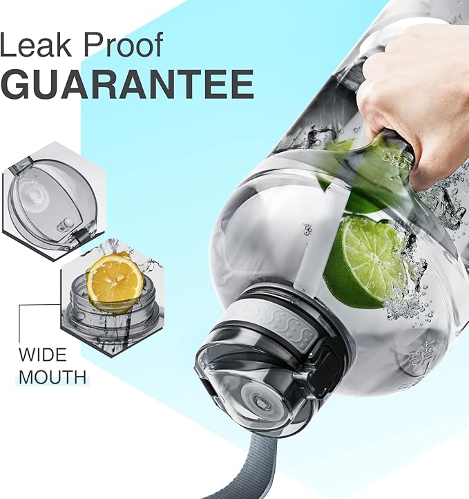 GIFUBOWA 3l Goal Large Water Bottle with Handle BPA Free Leakproof Motivational Big Sports Capacity Drink Jug