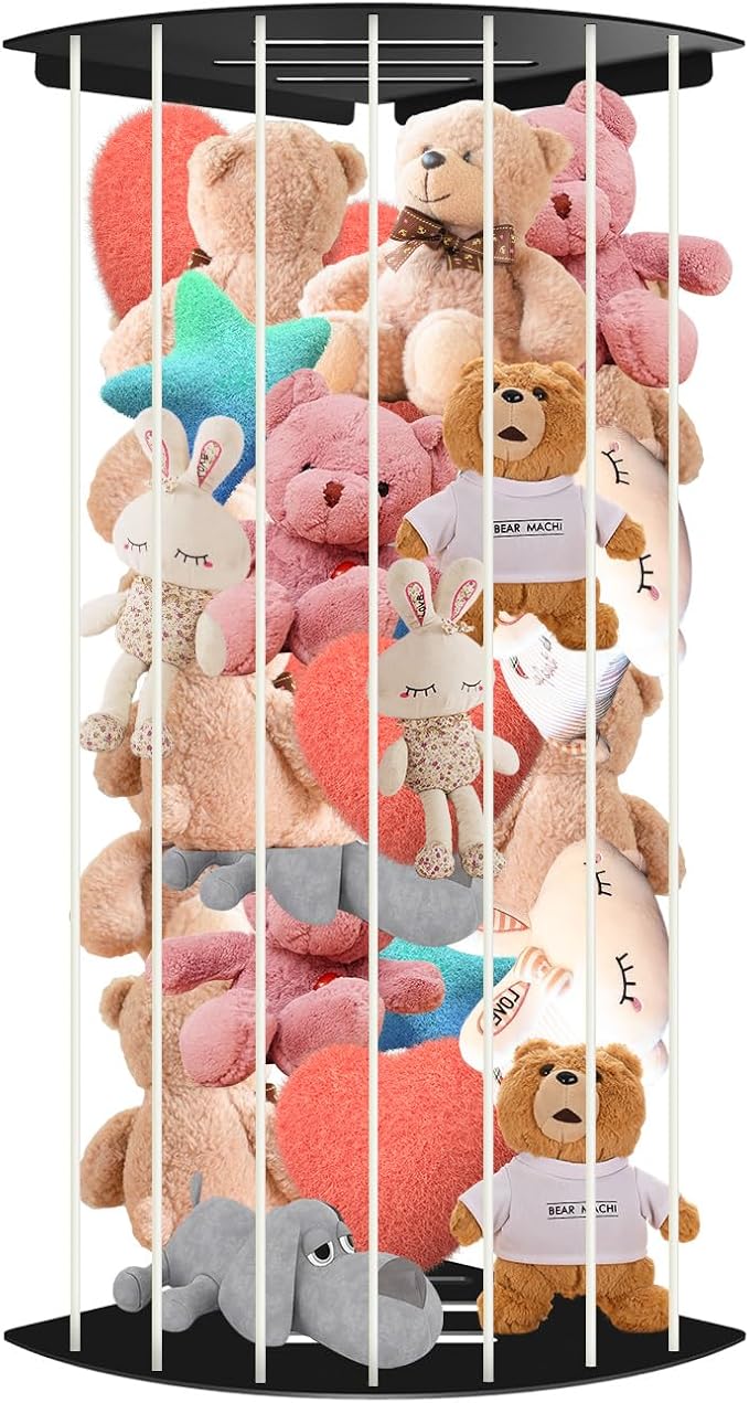Stuffed Animal Storage Corner Plush Toy Organizer Storage Kids Room Holder with Length Adjustable Large Toys Wall Hanging Shelf for Nursery Playroom Bedroom Sturdy Metal (Semicircular)
