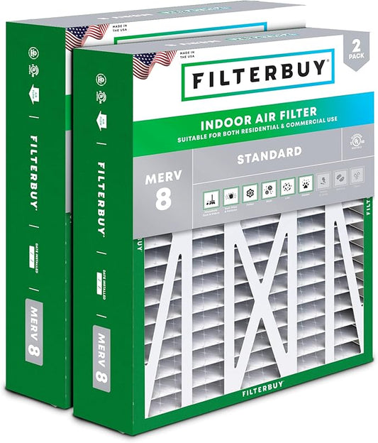 Filterbuy 20x23x5 Air Filter MERV 8 Dust Defense (2-Pack), Pleated HVAC AC Furnace Air Filters for Bryant, Carrier, BDP, Day & Night, and Payne (Actual Size: 19.81 x 22.56 x 4.25 Inches)