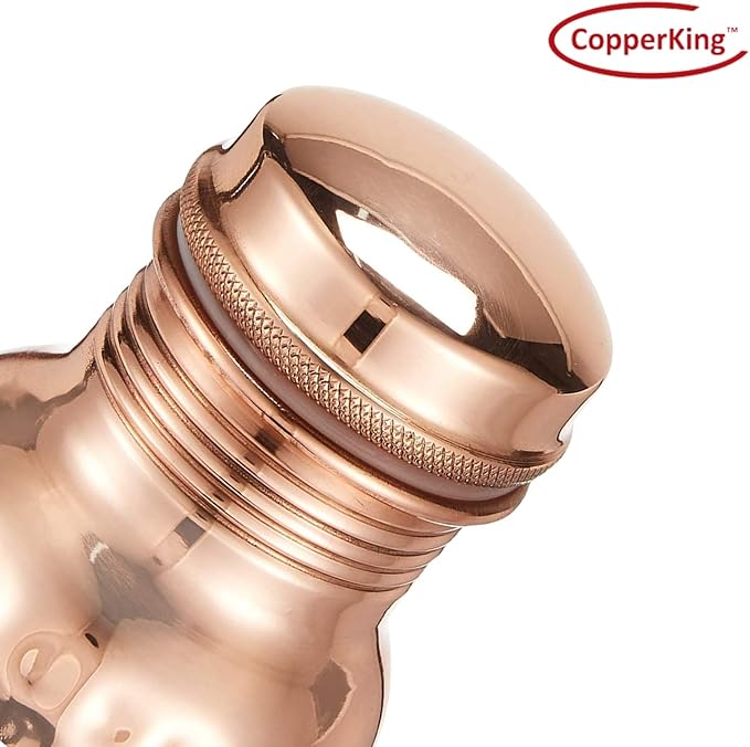 CopperKing Hammered Infused Ayurvedic Pure Copper Water Bottle for Drinking 34oz - 1 Liter | Best Use for Gym, Office, School - Collage, Yoga, Sports Mens and Women