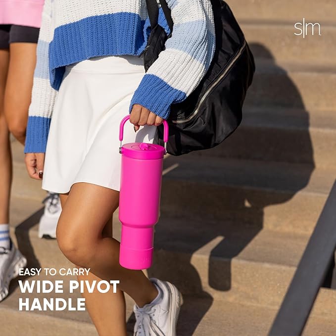 Simple Modern Trek Pivot | 40oz Flip Straw Tumbler with Handle | Water Bottle & Boot | Interchangeable Straw & Chug Lids | Insulated Stainless Steel Jug | Gym Sports Outdoors | Ember Red