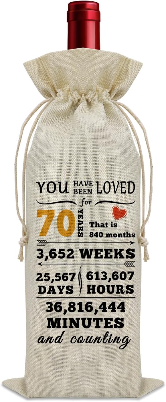 Sazuwu Happy 70th Birthday Gifts for Women Wine Bag 70 Year Old Birthday Gifts for Men Wine Bottle Storage Bag Funny Turning 70 Gifts Born in 1954 Gifts Wine Accessories Gifts for Wine Lovers