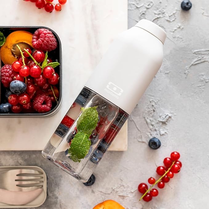 monbento - Water Bottle MB Positive M Coton 17 Oz - Leakproof Water Bottle Perfect for Work, Travel, Sport, or to Slip into a Handbag - BPA Free - Food Grade Safe - Grey