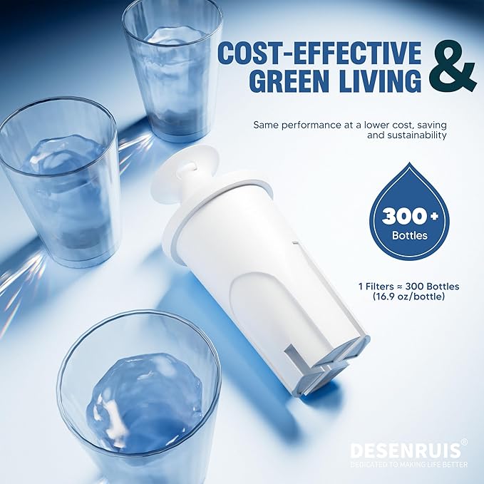 Water Filter Replacement for Brita Water Pitchers and Dispensers, Classic 35557, OB03, Mavea 107007, Reduce Chlorine and Bad Taste, BPA free, Pack of 3