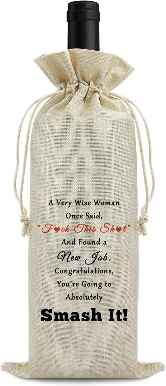 New Job Gifts for Coworker Wine Bag Coworker Leaving Gifts Congratulations Gifts New Job Promotion Gift for Women Men Wine Gift Bag Going Away Gift Farewell Party Decors Drawstring Wine Bottle Bag