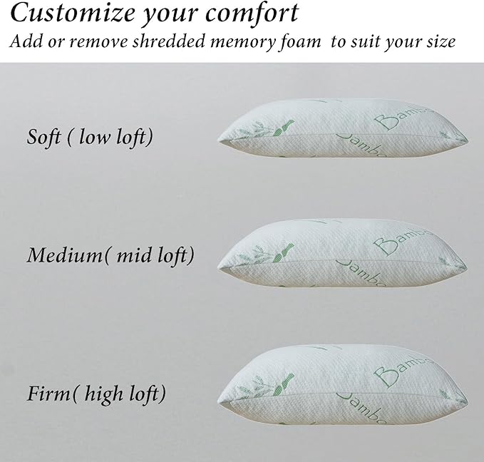 Single Memory Foam Pillows King Size Set of 1, Cooling Rayon Pillow with Breathable Cover, Bed Pillow for Sleeping 1 Pack, Firm Adjustable Pillow for Neck Support, Hotel Quality Rest Pillow 20" x 36"