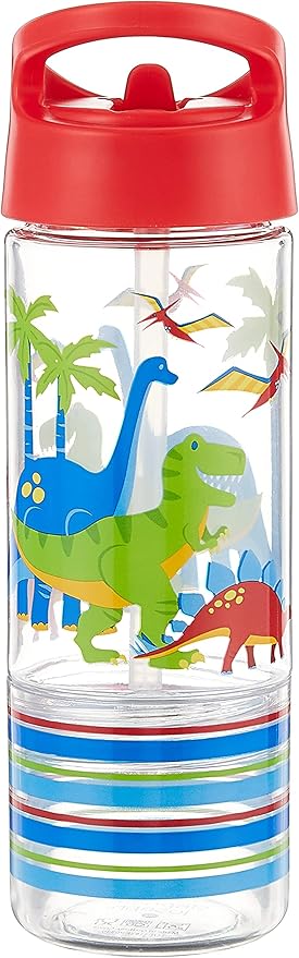 Stephen Joseph, Kids Sip and Snack Water Bottle, 12 oz Tritan BPA Free, Drink and Snack Water Bottle for Girls & Boys, Back to School Water Bottle, Dino
