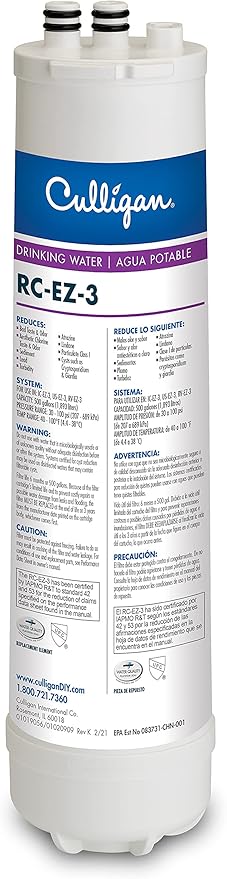 Culligan RC Change Advanced Water Filtration Replacement Cartridge, 500 Gallons, EZ-3 (Better), Color