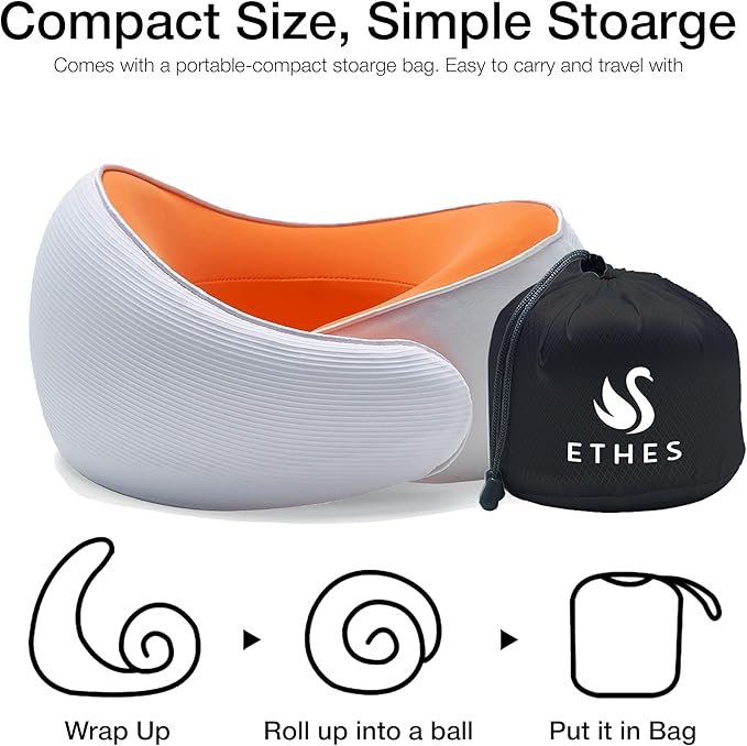 Travel Neck Pillow, Memory Foam Ergonomic Neck Pillow for Travel.Neck Support Travel Pillow for Airplane/Car Trips. Lightweight Design for Neck Pain Relief. Plane Pillow. Neck Travel Pillow