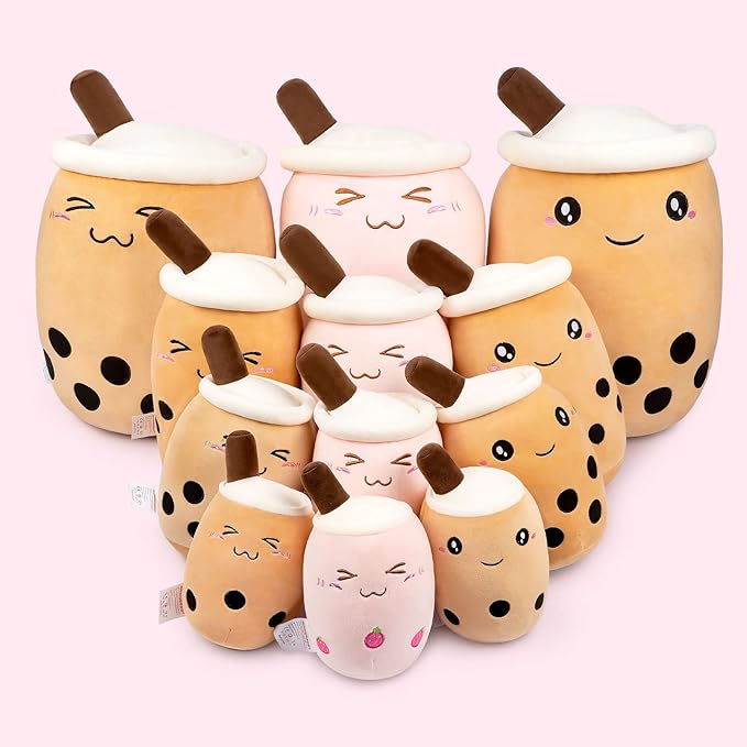 Niuniu Daddy Boba Stuffed Toy, Pink Milk Tea Plushie, Soft Polyester Plush, Cuddle Pillow, Great Gift for Birthday/Christmas