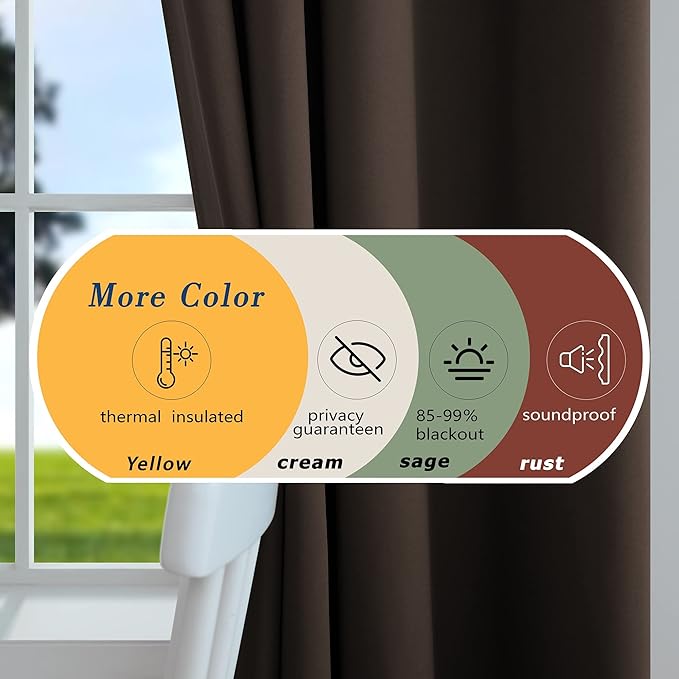 Mrs.Naturall Dark Chocolate Brown Curtains 84 Inch Length 2 Panels Set,Blackout Vintage Primitive Elegant Luxury Curtains for Living Room 84 Inches Long Black Out