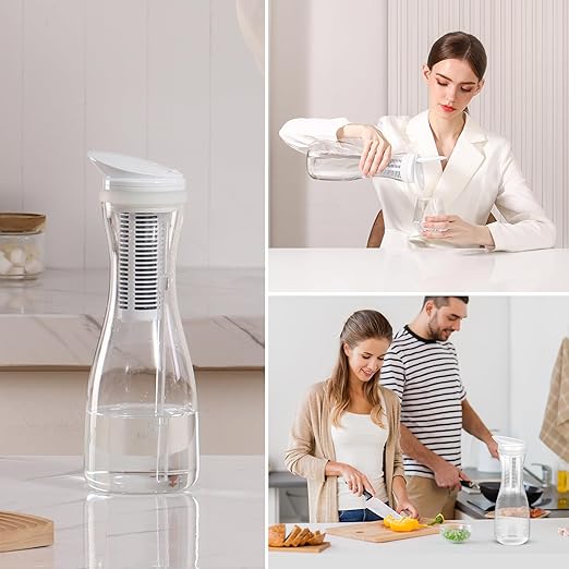 Replacement Filters Compatible with All FACHIOO and Puro® Glass Water Filter Pitcher,Filters 211 Gallons,Carbon Water Filter Removes Lead,Odors,Microplastics, Chlorine,Impurities (Pack of 3)